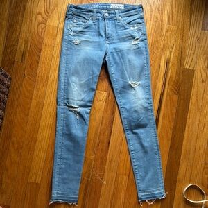 Ag Adriano Goldschmied Blue Skinny Jeans Distressed
